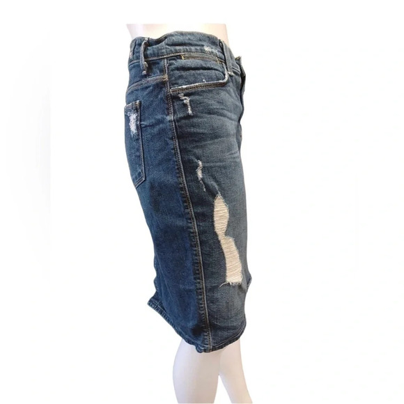 7 for all mankind Distressed Medium Wash Denim Pencil Skirt  Size 29 - Picture 4 of 11